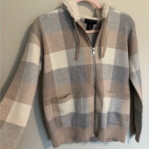 NWT Plaid Zip-Up Hoodie - XS